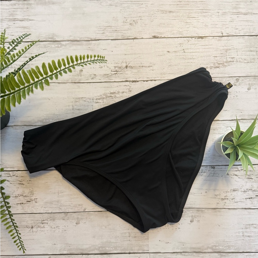 La Vie en Rose - Black Draped High Waist Bikini Bottom – Size L